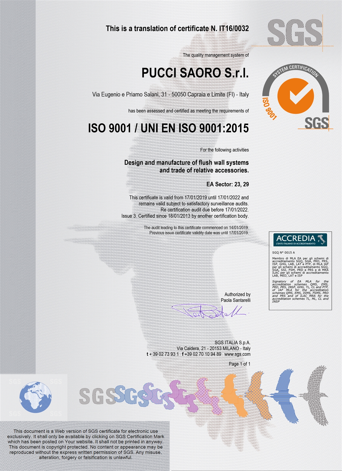 foto certificato SGS in inglese