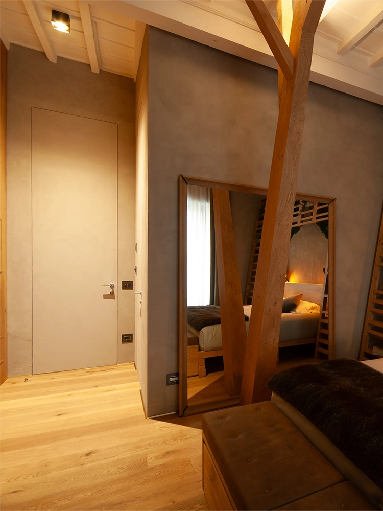 porta filo muro chiusa ingresso camera rovere benci house