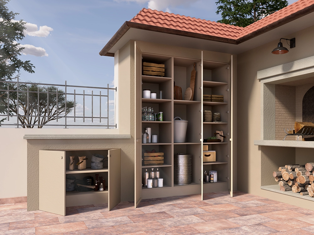 armadio per esterno in nicchia aperto