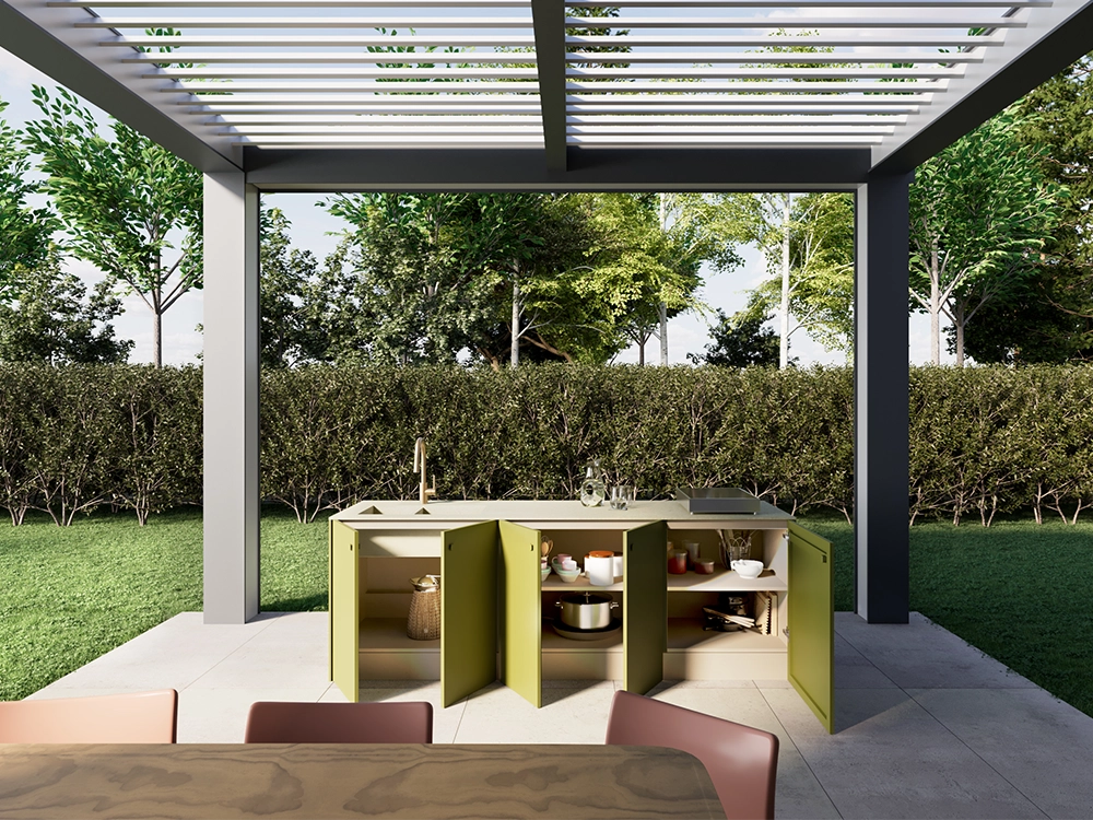 piano cucina da esterno aperto